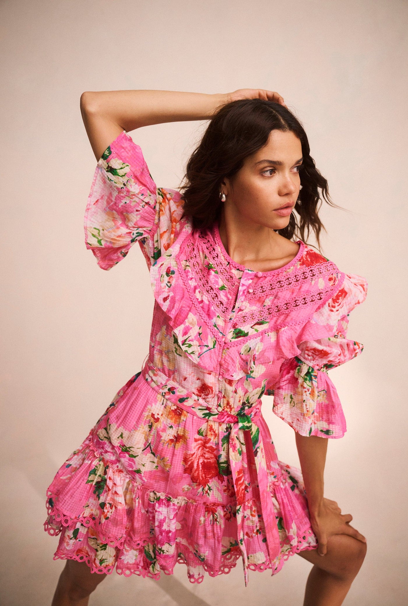 Tula Pink Floral Short Dress For Women Hemant And Nandita