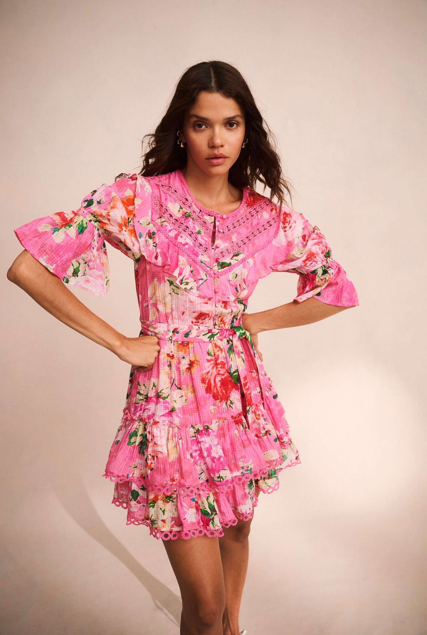 Tula Pink Floral Short Dress For Women Hemant And Nandita