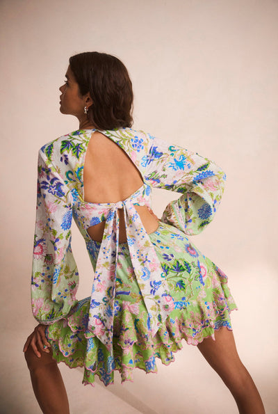 Rhea Plunged Floral Short Dress For Women Hemant And Nandita