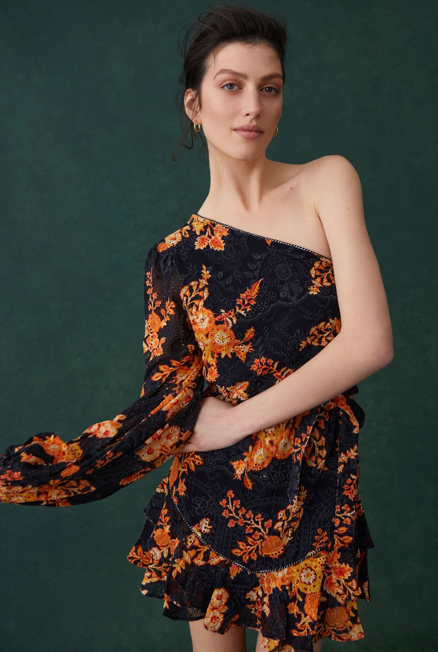 Alia Floral One Shoulder Short Dress