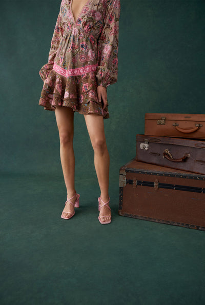 Fara Plunged Short Dress Hemant and Nandita. Floral partywear dresses for women