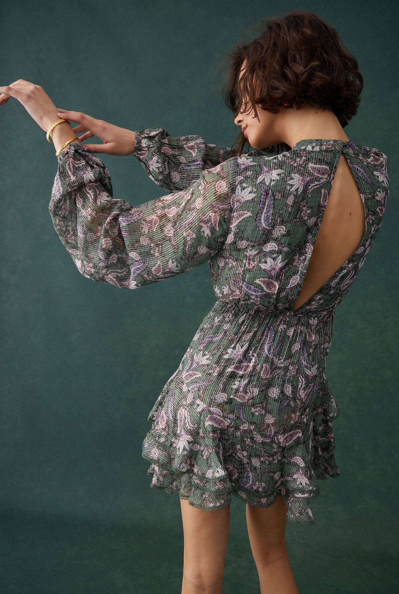Lisa Short Dress. Green Short Dress For Women Hemant and Nandita