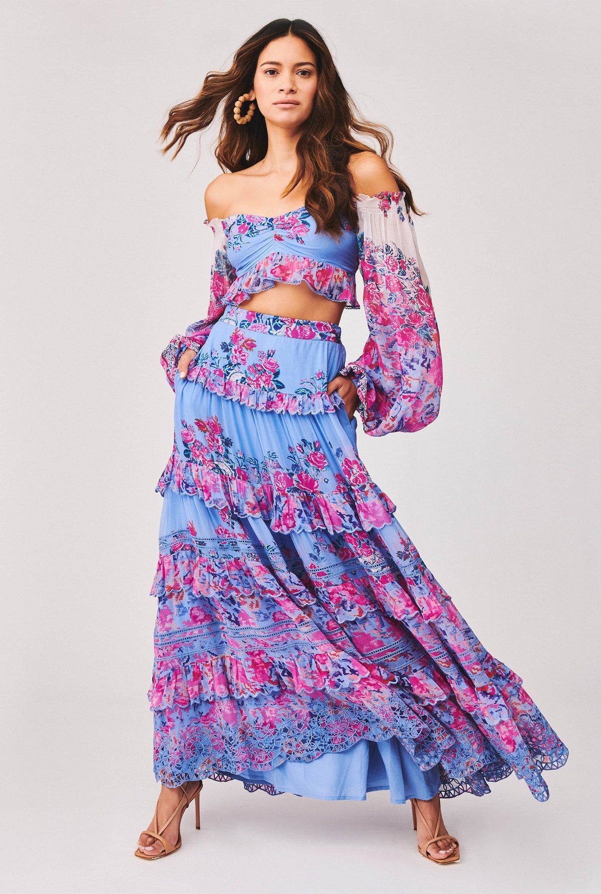 Mila tiered maxi skirt top